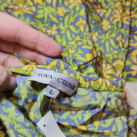 Silk Tova Celine Midi Vintage Skirt Floral Yello Size Medium  90s - Picture 4 of 11